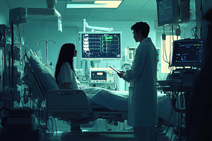 Doctor checking on patient in hospit, a Health & Medical Photo by Pixeness Studio