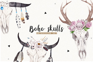 BOHO SKULLS watercolor set