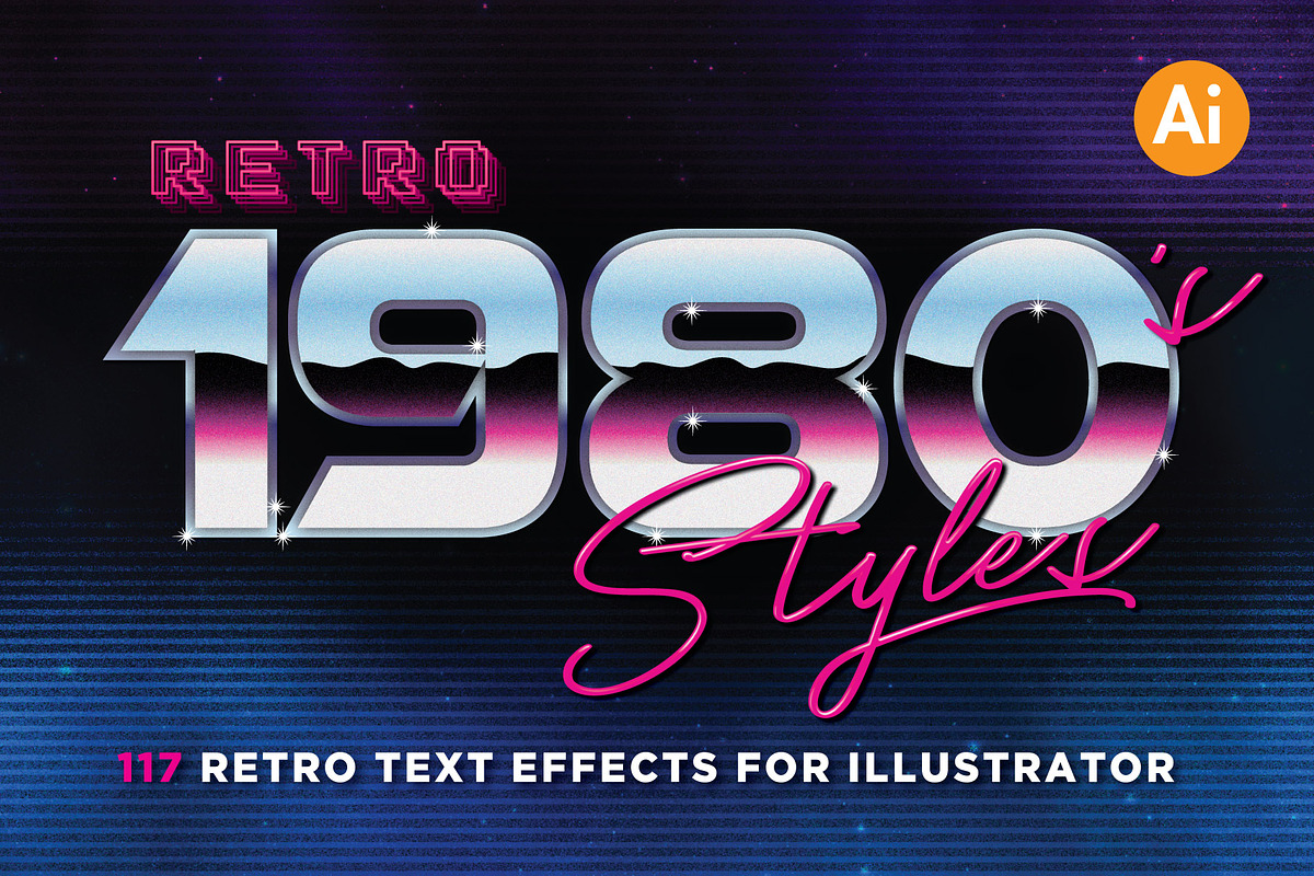80's Retro Graphic Styles, a Layer Style Add-On by Designdell (Photo 1 of 6)