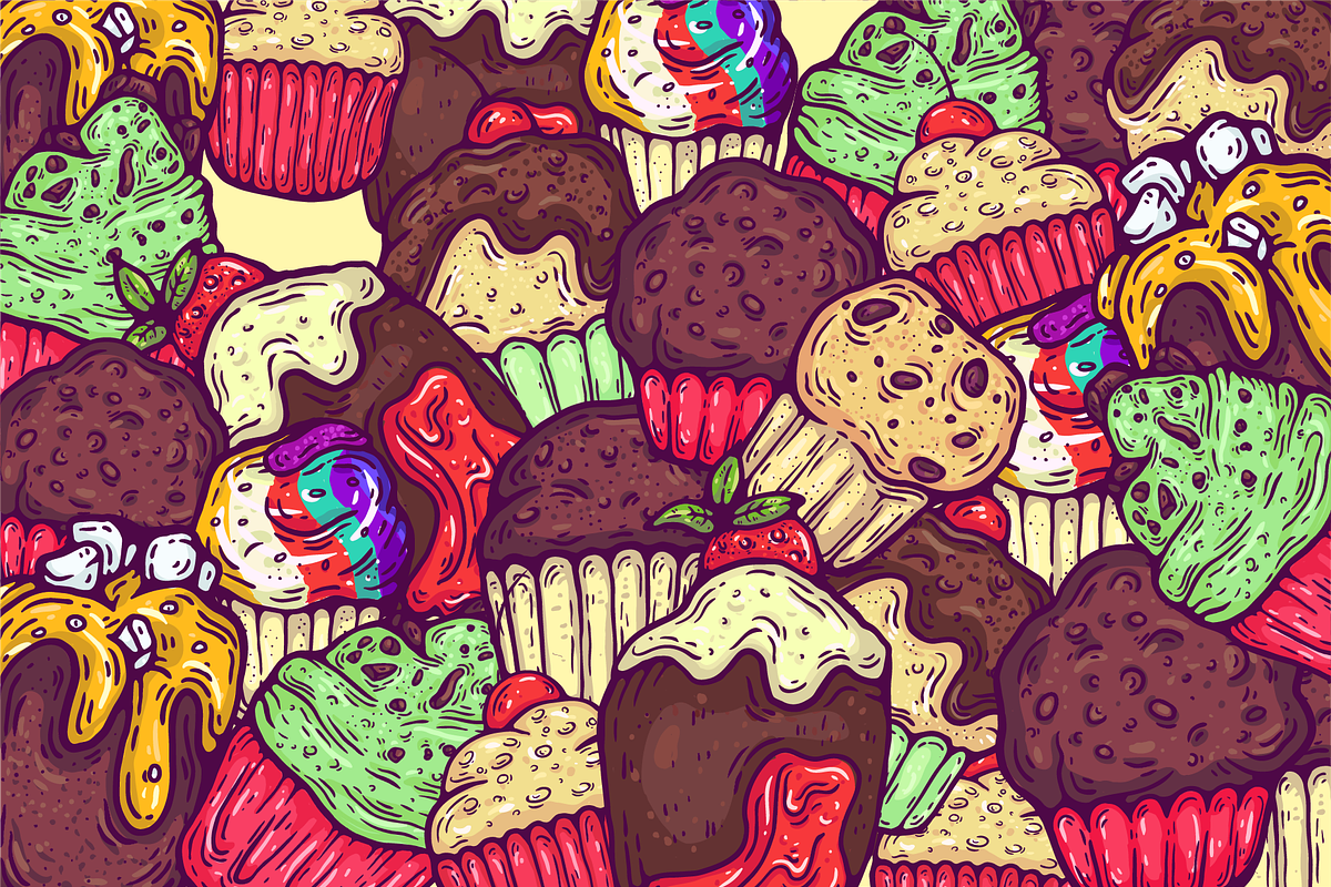 9 Vector Muffins And Cupcakes, a Food Illustration by GRPXSTORE (Photo 3 of 3)