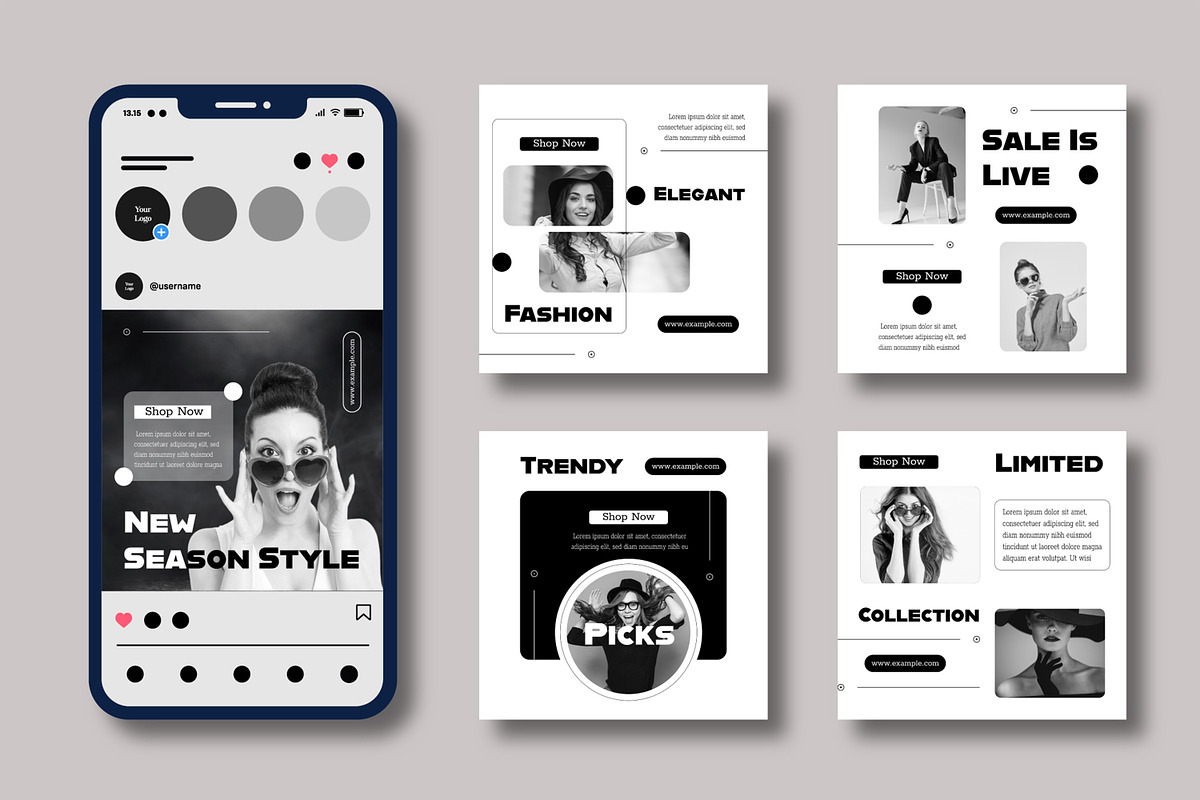 Minimal Fashion Social Media Design, a Social Media Template by MightyDesign (Photo 2 of 8)