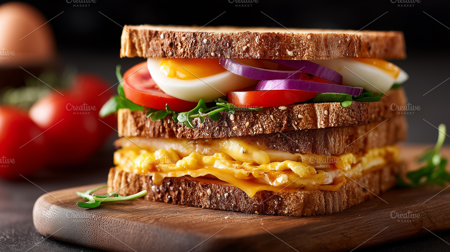 Fresh homemade egg cheese sandwich, a Food & Drink Photo by MistyDay