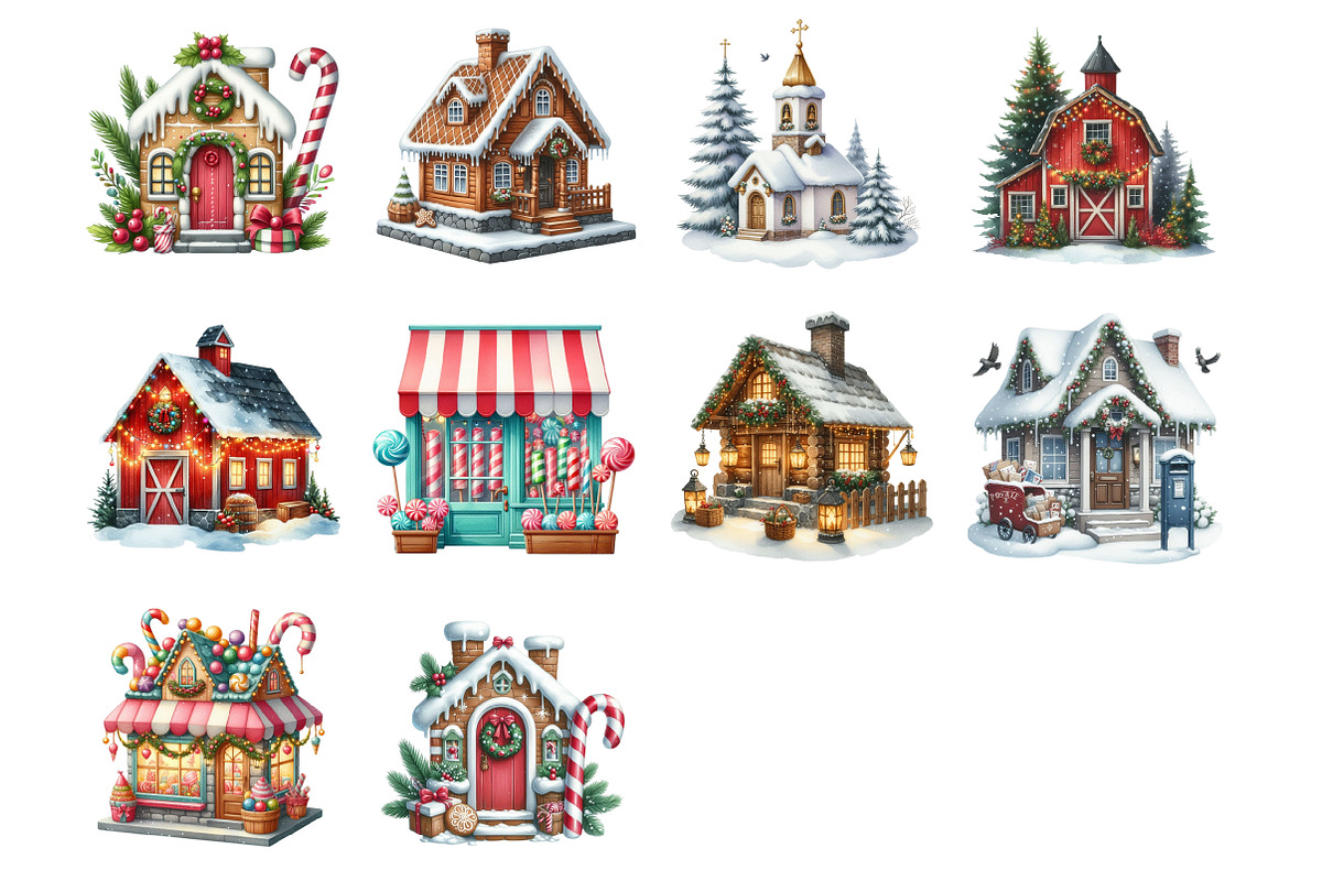 Christmas Village Clipart, an Illustration by Design Market (Photo 2 of 3)
