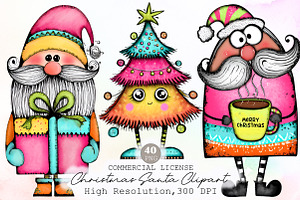 Whimsical Christmas Santa Clipart, an Illustration by Sublimation Artist