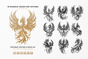 Phoenix Logos for Tattoos Pack x10