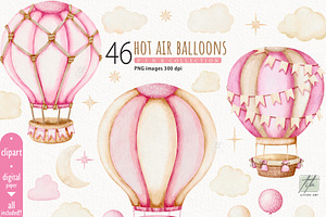 Hot Air Balloon Clipart, a Transportation Illustration by TitaLivingArt
