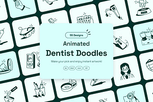Animated Dentist Doodle Icon Set, an Outline Icon by Vectors Market