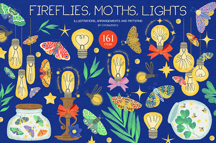 Fireflies, Moths, Lights Set