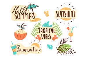 Vector Summer Lettering Stickers