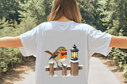 Watercolor Christmas Bird on Fence C, an Illustration by CrexoraLab (Thumbnail 5 of 5)