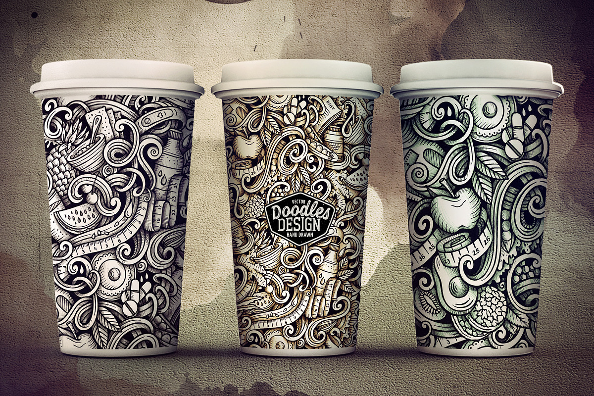 Diet Food Graphic Doodle Patterns, a Pattern Graphic by BALABOLKA (Photo 6 of 6)