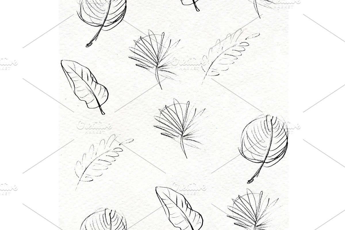 Black and white graphic tropical, a Pattern Graphic by Alena Stoyko design