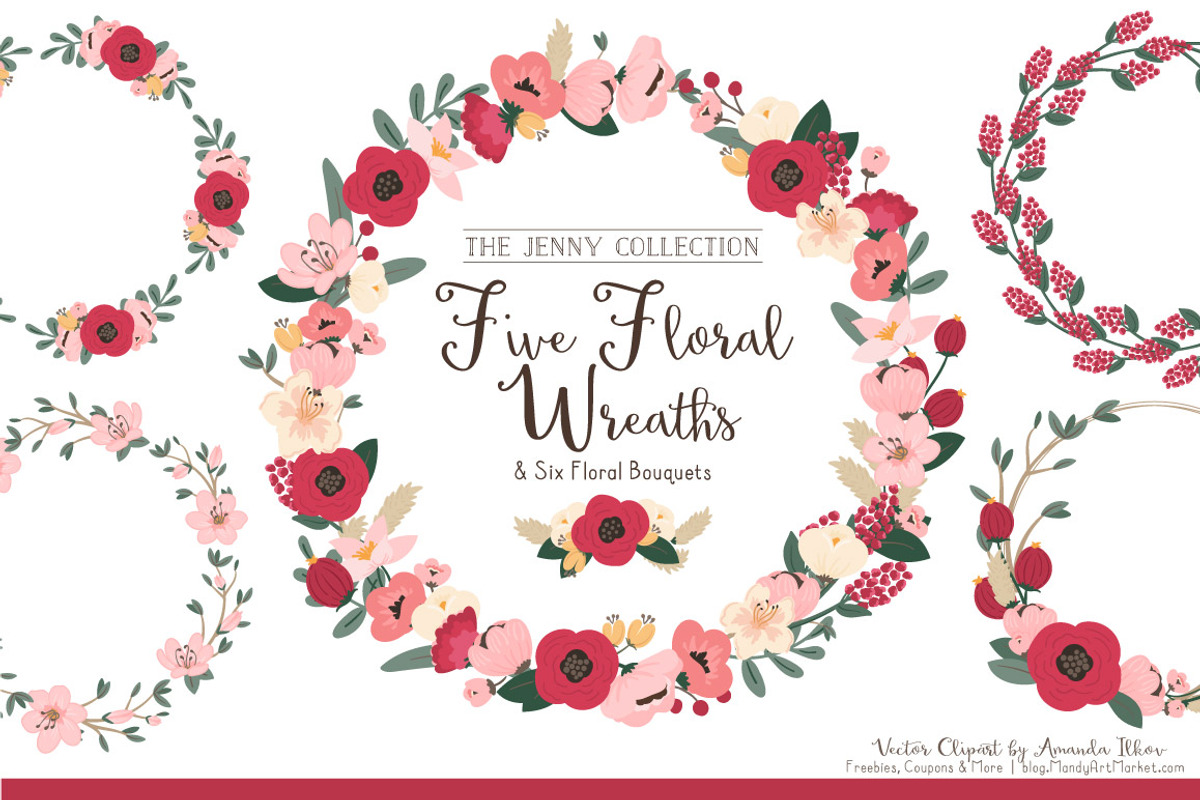 Floral Vector Wreaths in Rose Garden, an Illustration by Amanda Ilkov (Photo 1 of 4)