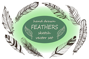 Feathers hand drawn set