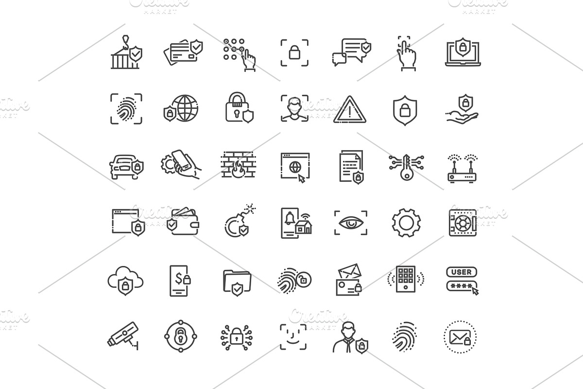 Security web icons. Safety, security, an Outline Icon by Tettygreen