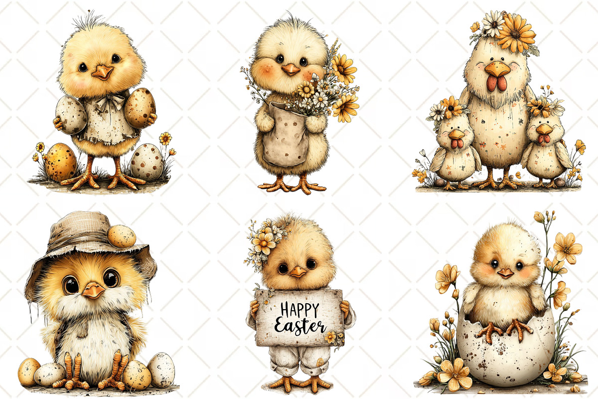 Whimsical Easter Chicken Clipart, an Illustration by Black Bird Studio (Photo 3 of 5)