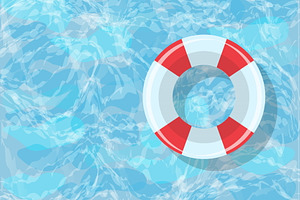 bright lifebuoy lies on the water in