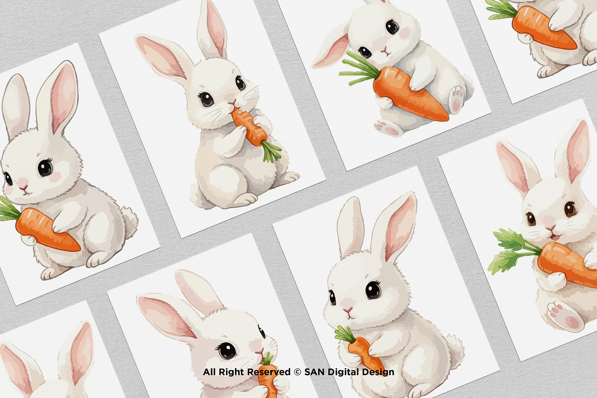 15 Bundle Watercolor White Rabbit, an Animal Illustration by Morspective (Photo 3 of 8)