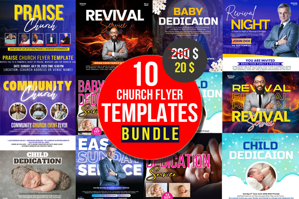 10 Church Flyers Bundle | Canva, a Graphic by graphicforest (Photo 2 of 12)