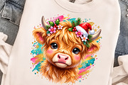 Cute Pink Christmas Highland Cow PNG, an Object Graphic by Zahyl Studio (Thumbnail 4 of 7)