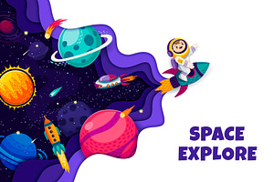 Space Explore Paper Cut Banner