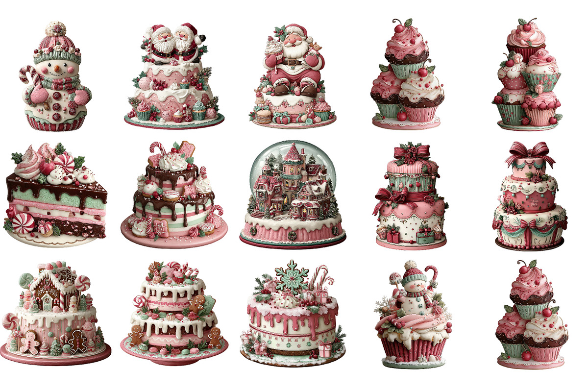 Winter Holiday Cake Clipart, an Illustration by DreamArtGraphic (Photo 3 of 4)