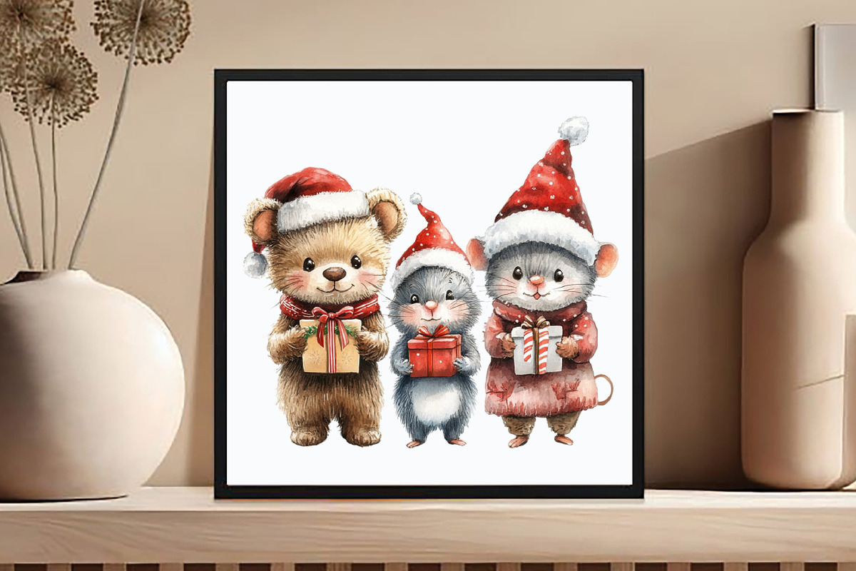 Christmas Teddy And Maus Design PNG, an Animal Illustration by DreamCafeArt (Photo 3 of 6)