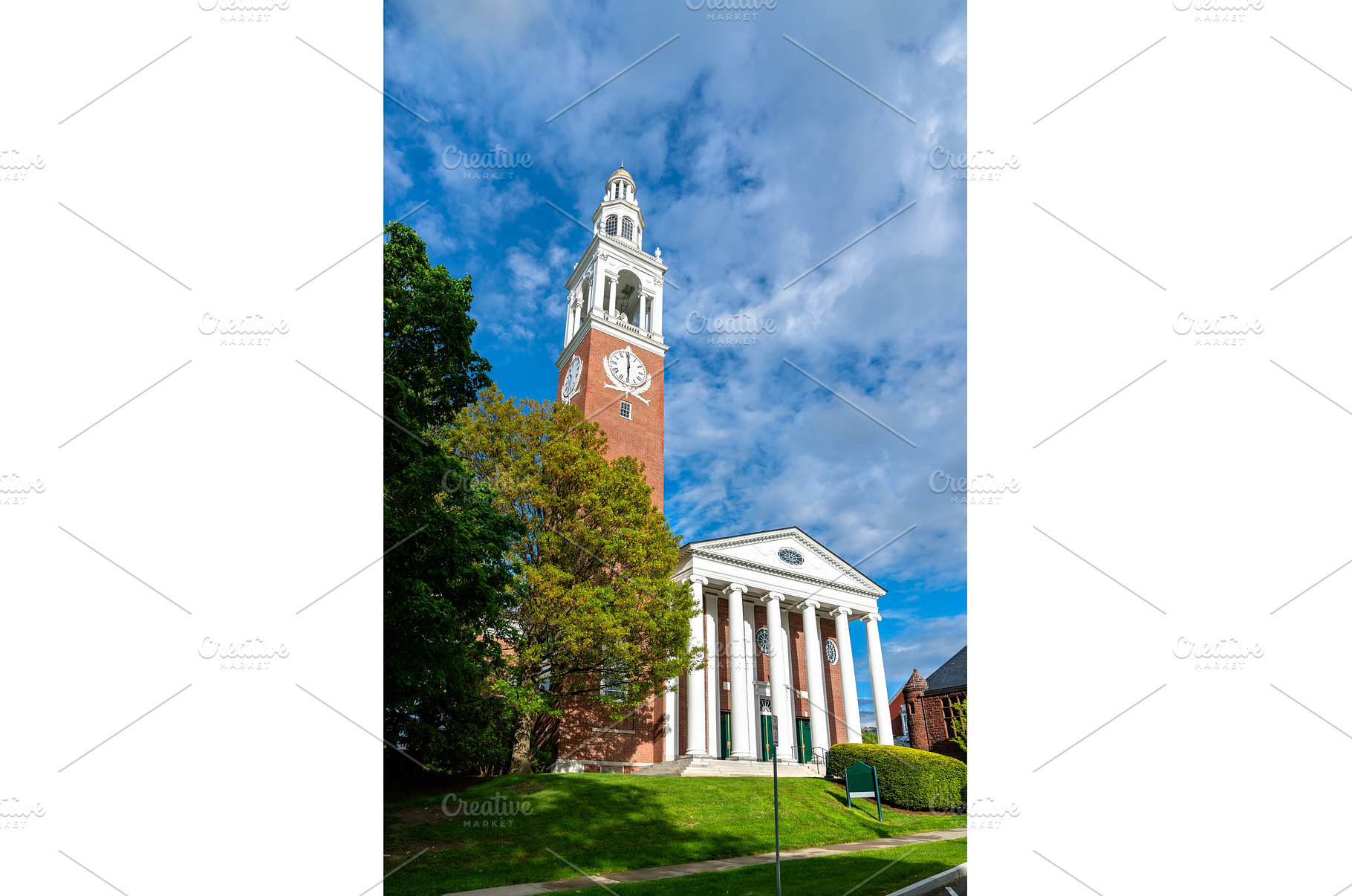 Ira Allen Chapel's red brick clock, an Architecture Photo by Leonid Andronov
