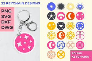 Keychain Cut File Solar Round Design