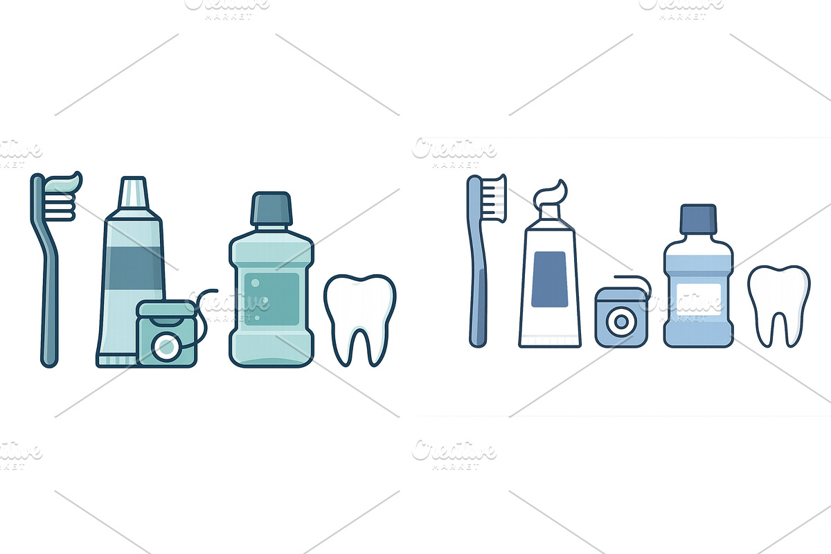 Dental hygiene essentials with, an Object Illustration by ZinetroN