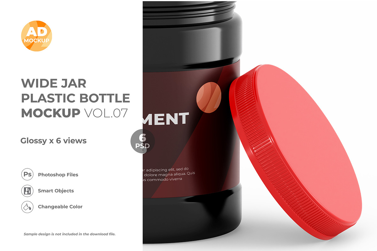 Wide Jar Bottle mokcup 6PSD, a Packaging Mockup by Adstart (Photo 6 of 6)