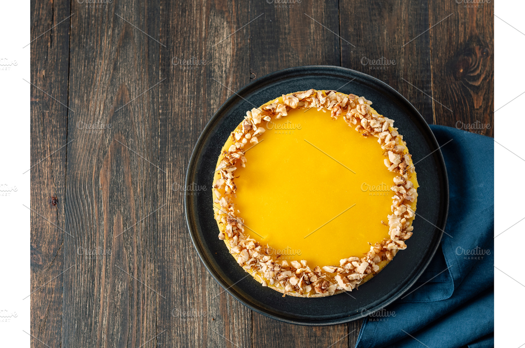 Lemon tart or lemon cake, decorated, a Food & Drink Photo by Fascinadora