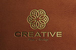 Gold Foil Logo Mockup on Leather