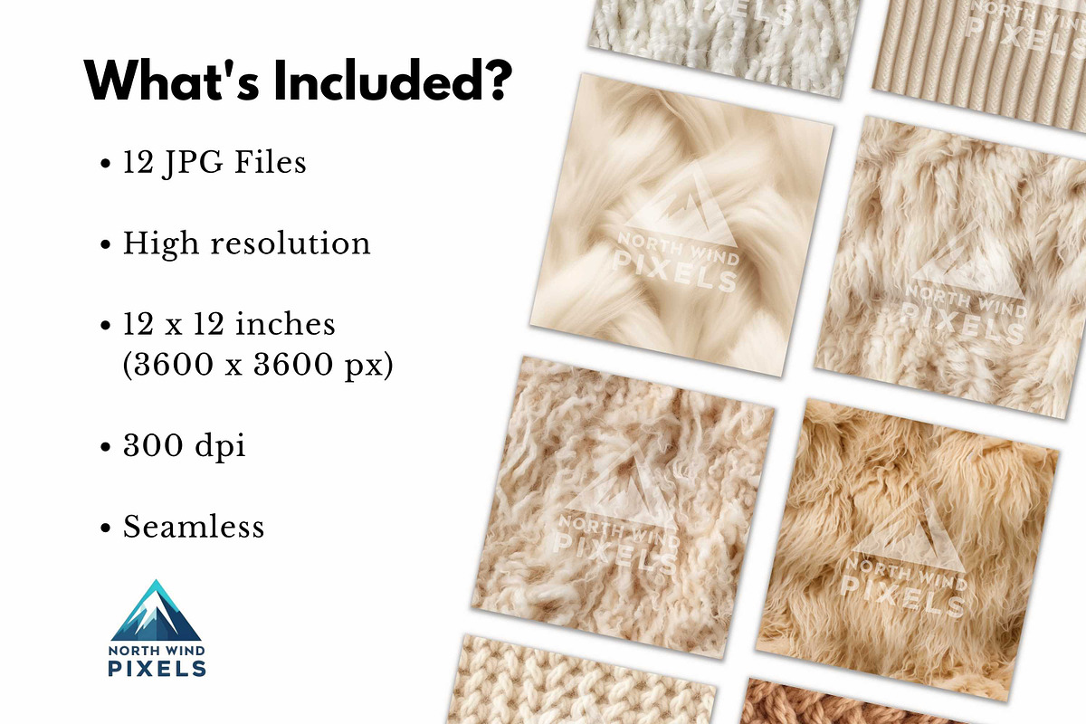 12 Sheep Wool Digital Paper Textures, a Texture Graphic by NorthWindPixels (Photo 3 of 4)