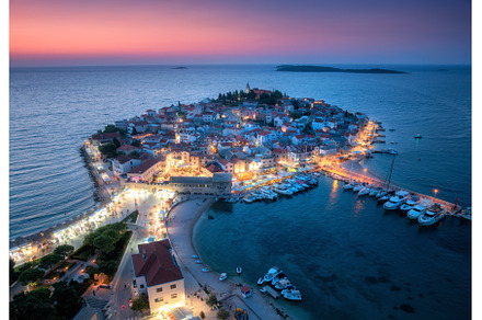 Aeriel view of old town with street