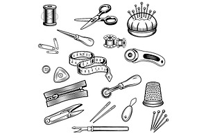 Set of 18 sewing and tailoring