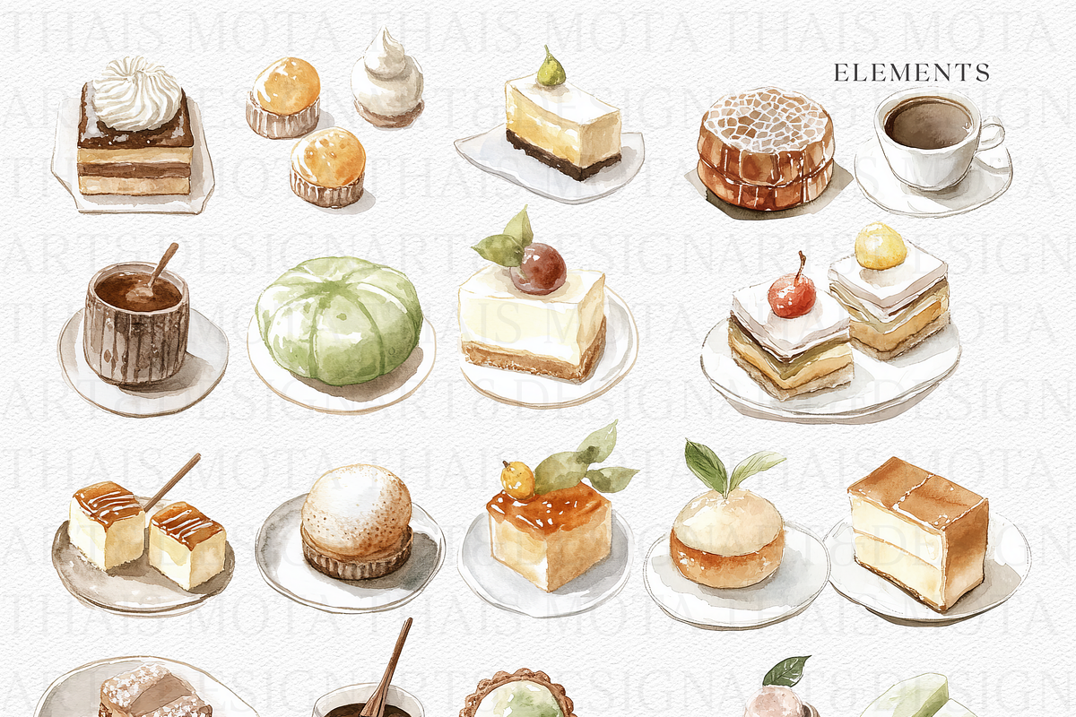 Watercolor Japanese Desserts &Coffee, a Decorative Illustration by ThaismotaCreativeCo (Photo 5 of 7)