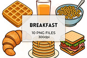 Breakfast Clipart PNG Food Graphics, a Food Illustration by QM_ART (Thumbnail 1 of 7)