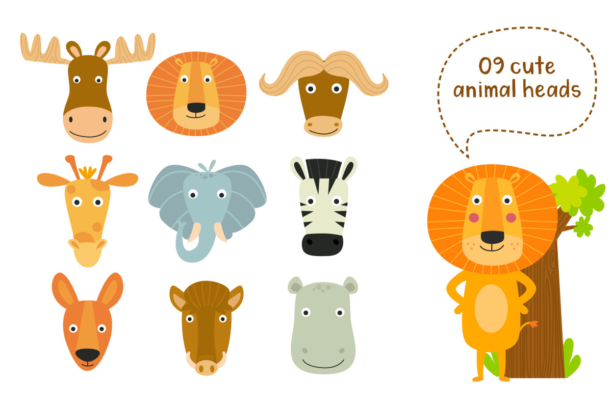 Cute animals of Africa. Vector set, an Animal Illustration by Sumacj (Photo 4 of 8)