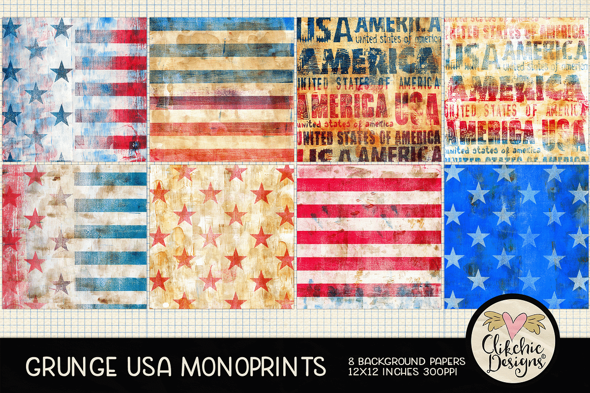 Grunge USA Monoprint Textures, a Texture Graphic by Clikchic Designs (Photo 2 of 5)