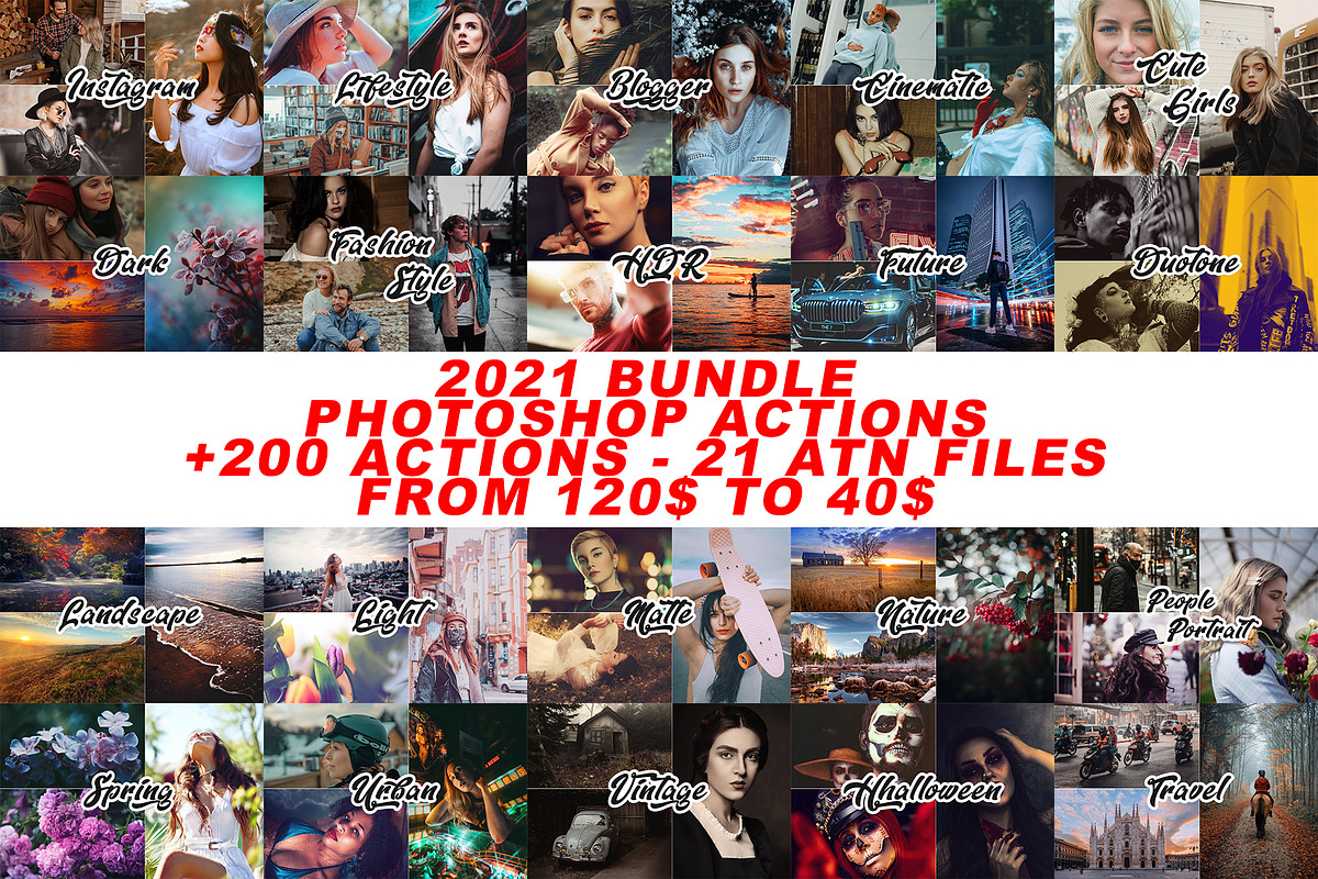 200 Photoshop Actions Bundle 2021, an Action Add-On by Viktor Gjokaj (Photo 1 of 21)