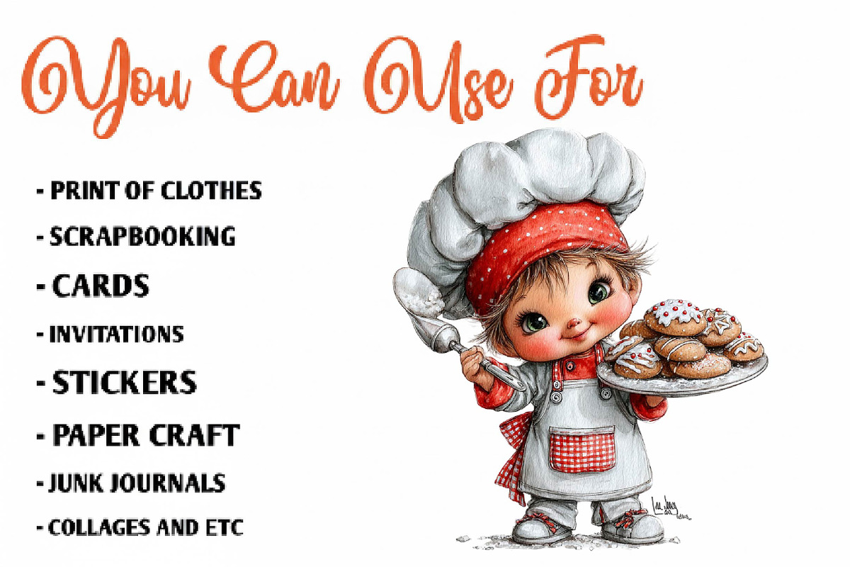 cute-little-chef-clipart, a Seasonal Illustration by CreationArt (Photo 5 of 7)