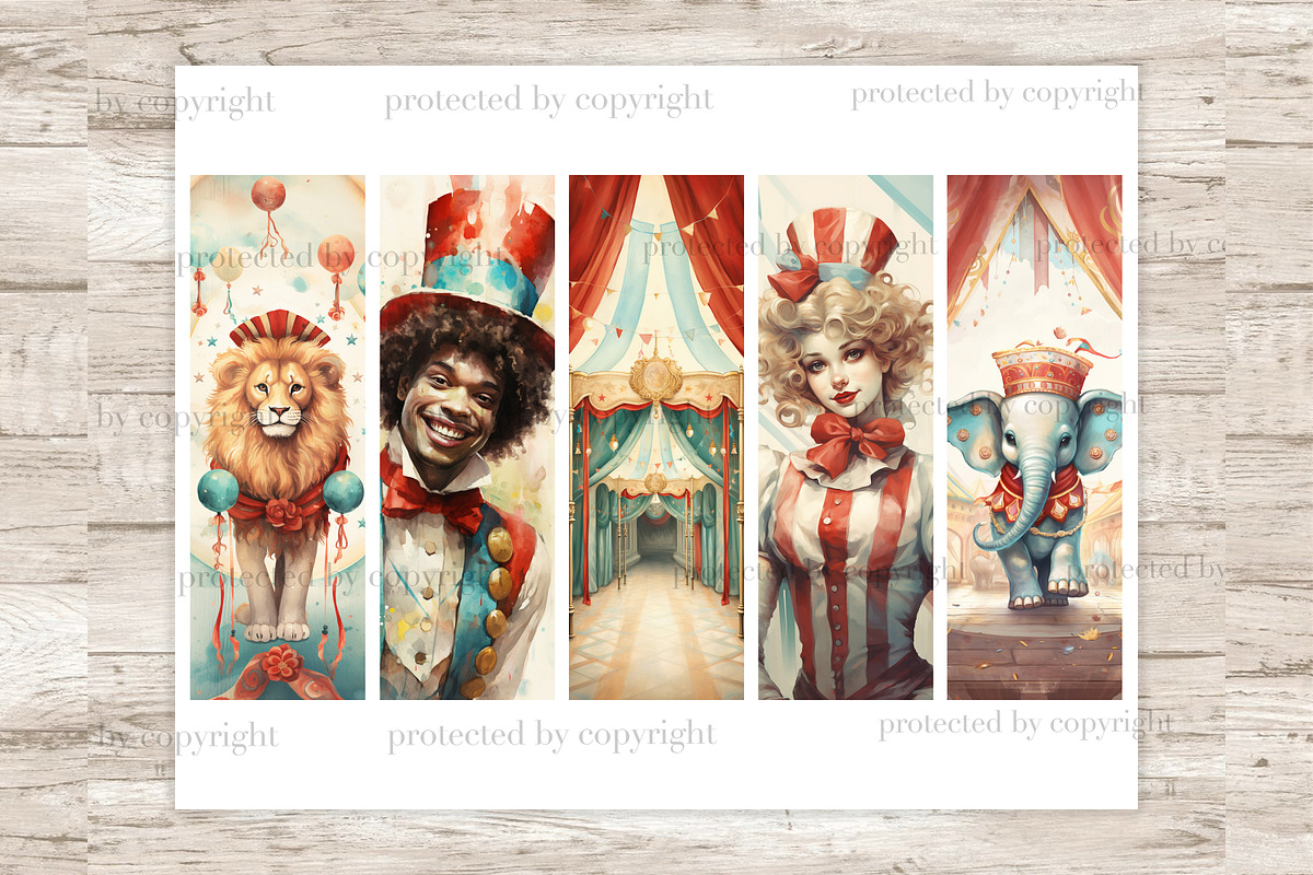 Circus Bookmarks Printable | Vintage, a Sport Illustration by GlamArtZhanna (Photo 3 of 3)