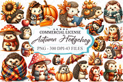 Autumn Hedgehog Clipart, an Illustration by designcity5 (Thumbnail 1 of 5)
