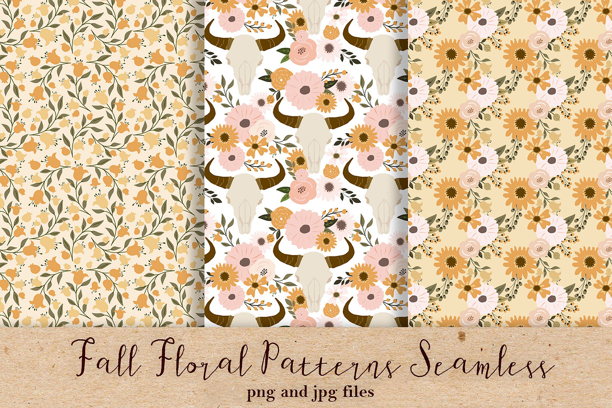 Fall Floral Patterns Seamless, a Pattern Graphic by Chus Moreno Studio (Photo 3 of 8)