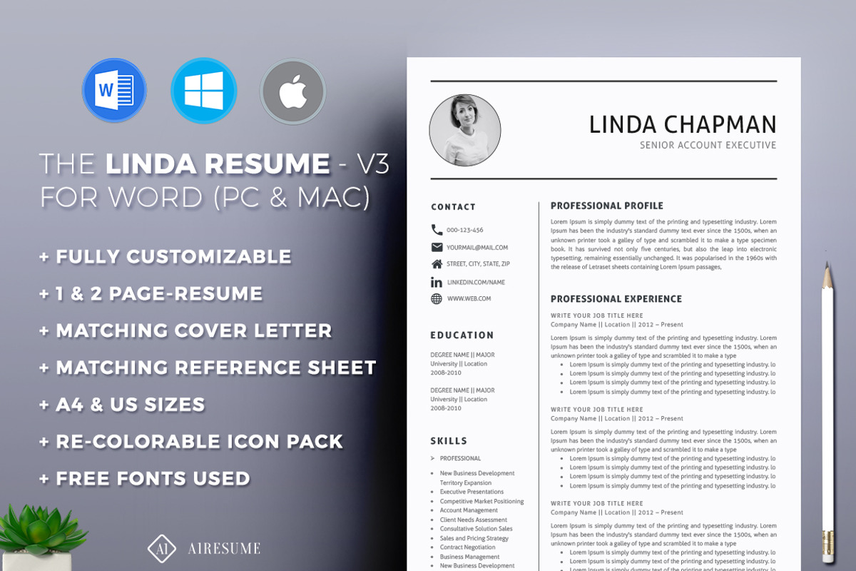Professional Resume/CV Template, a Resume Template by A1RESUME (Photo 2 of 6)
