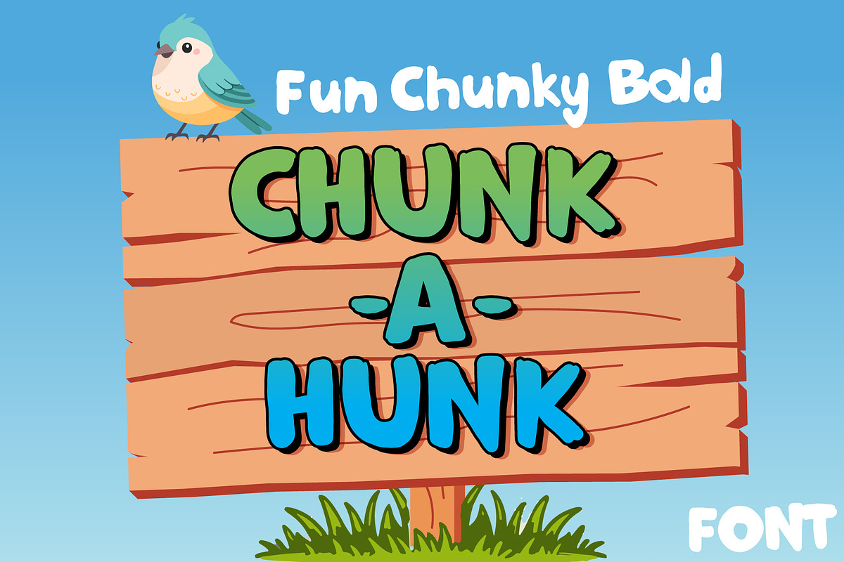 CHUNK-A-HUNK Font, a Sans Serif Font by ACF Designs (Photo 1 of 3)