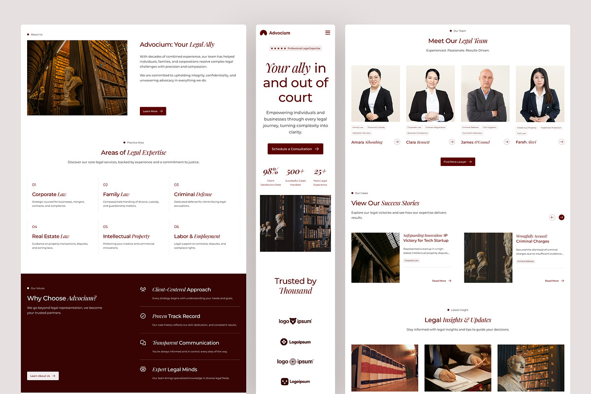 Advocium – Law Firm Website UI Figma, an UI Kit Template by peterdraw (Photo 2 of 7)