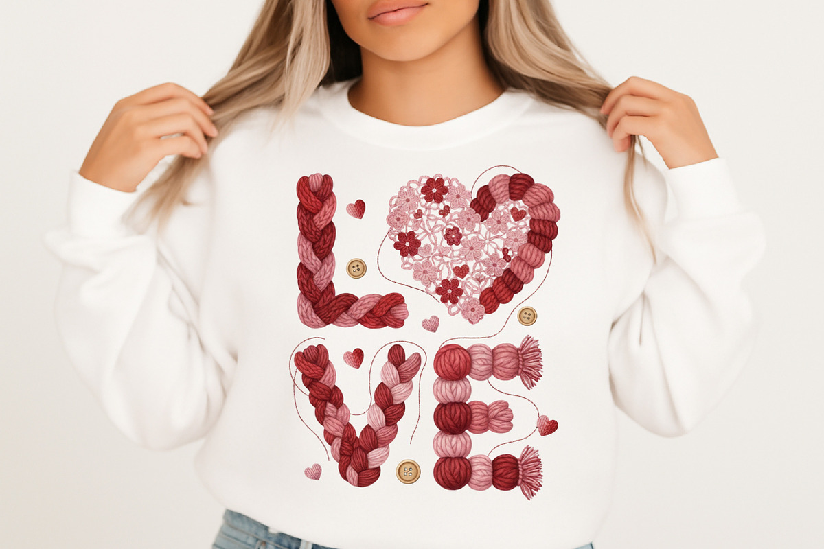 Love Valentines Png, Faux Yarn Valen, an Illustration by Designking (Photo 2 of 6)