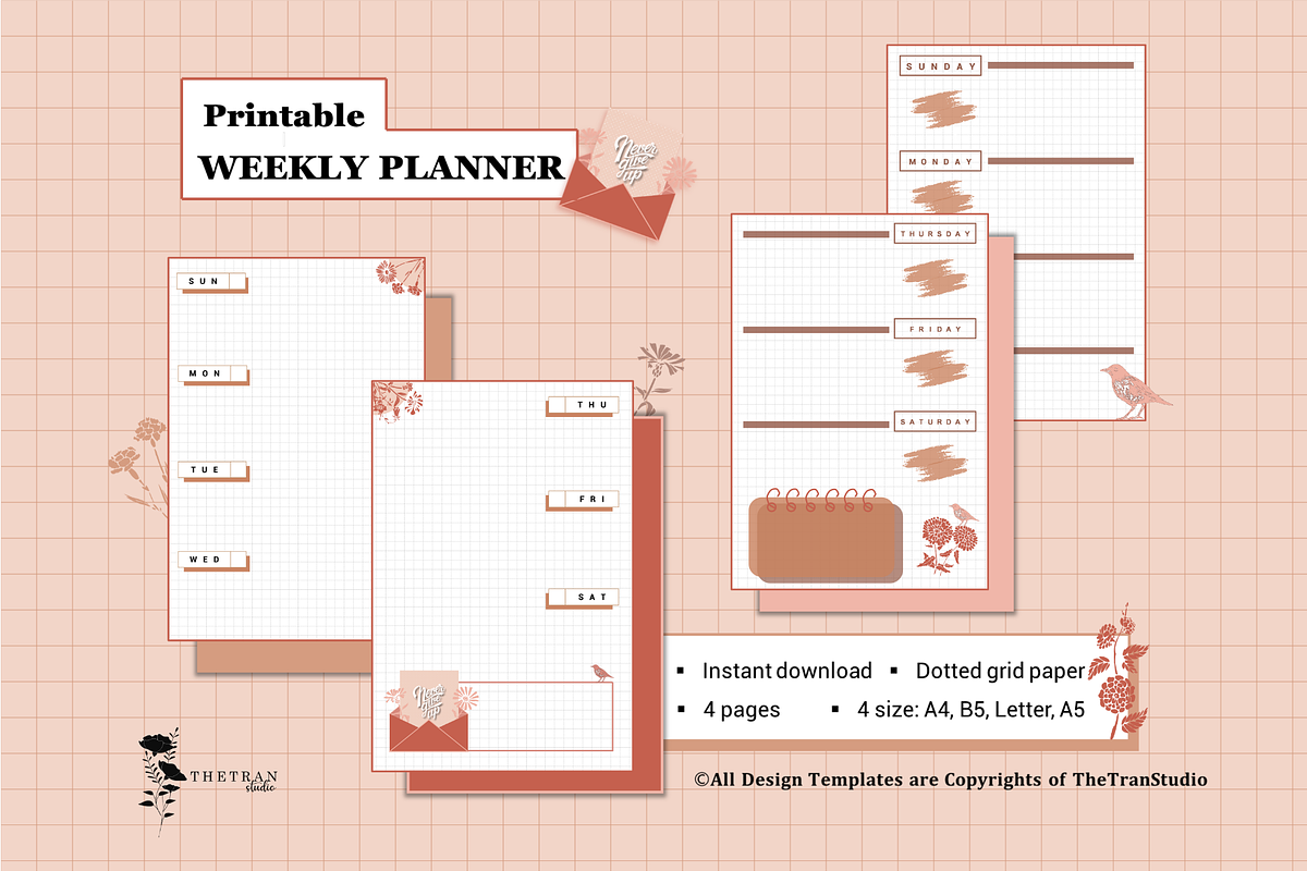 Travel Journal Weekly Planner Set, a Stationery Template by The Tran Studio (Photo 1 of 5)